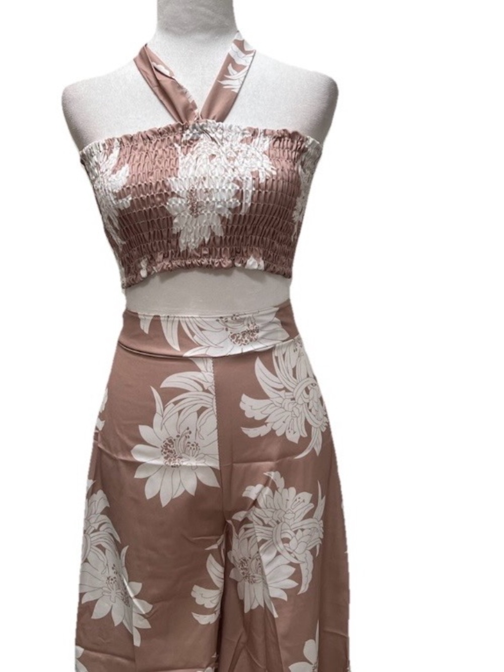 Impressions Mimosa Sipping Floral Two-Piece Tie-Front Wide Leg Pantsuit L NIP - Picture 11 of 13